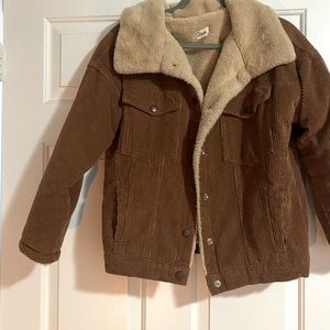 Corduroy fur lined jacket